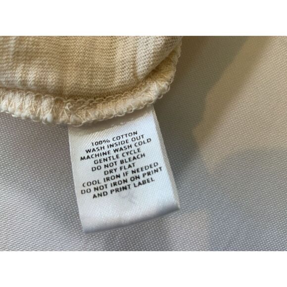 Ann Taylor Beige & Gold Glitter Short Sleeve Scoop Neck Printed T-Shirt Size PM - Picture 10 of 12